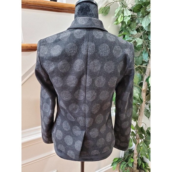 GAP The Academy Blazer Black Gray Polka Dot Wool Blend Blazer Jacket Size 4 - Picture 7 of 12
